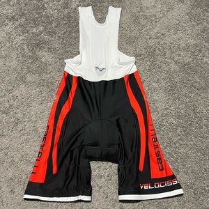 Castelli Men's Black and Red Cycling Bib Shorts